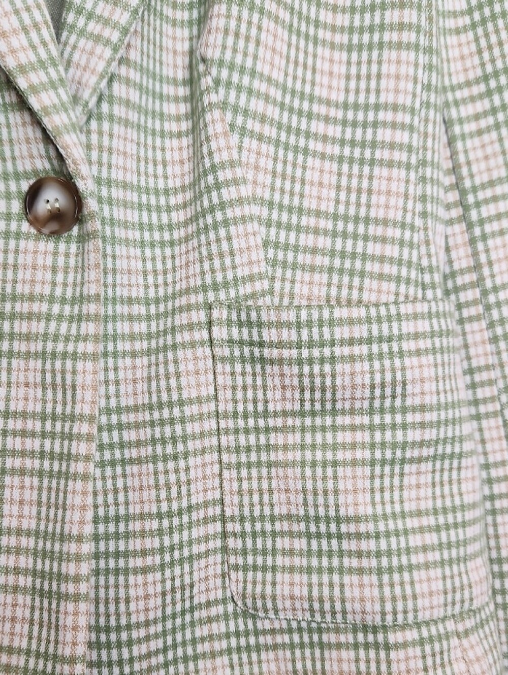 Skies Are Blue Women's Green & Brown Plaid Blazer Jacket Size Medium Tailored - Picture 4 of 9
